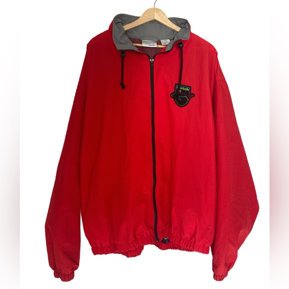 Vintage REEBOK Greg Norman Full Zip Red Windbreaker Jacket Sz L Shark